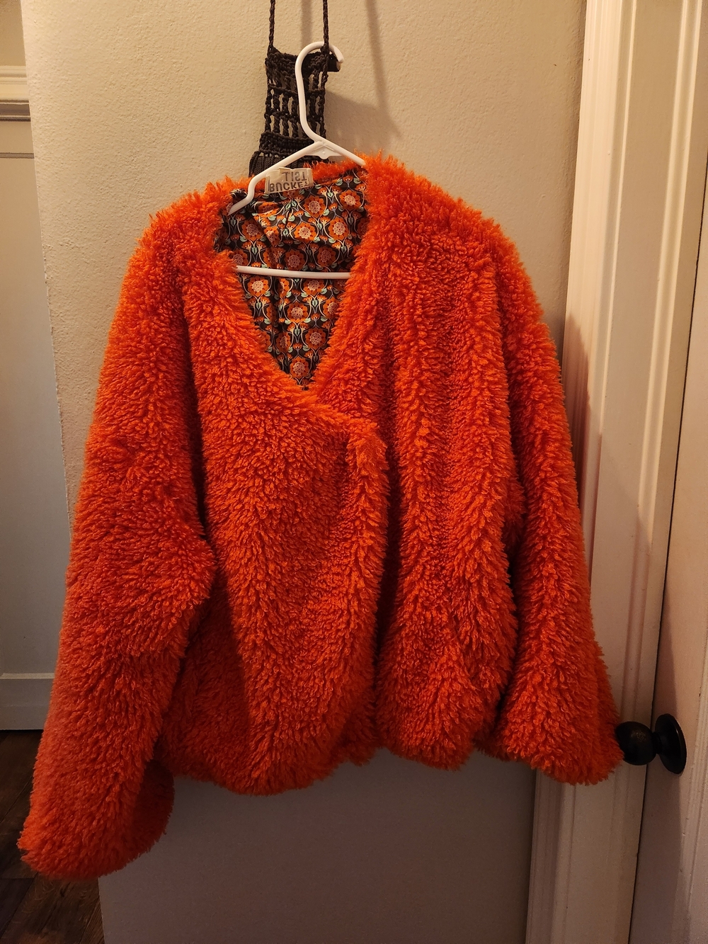 Cozy Faux Shearling Jacket - Orange
